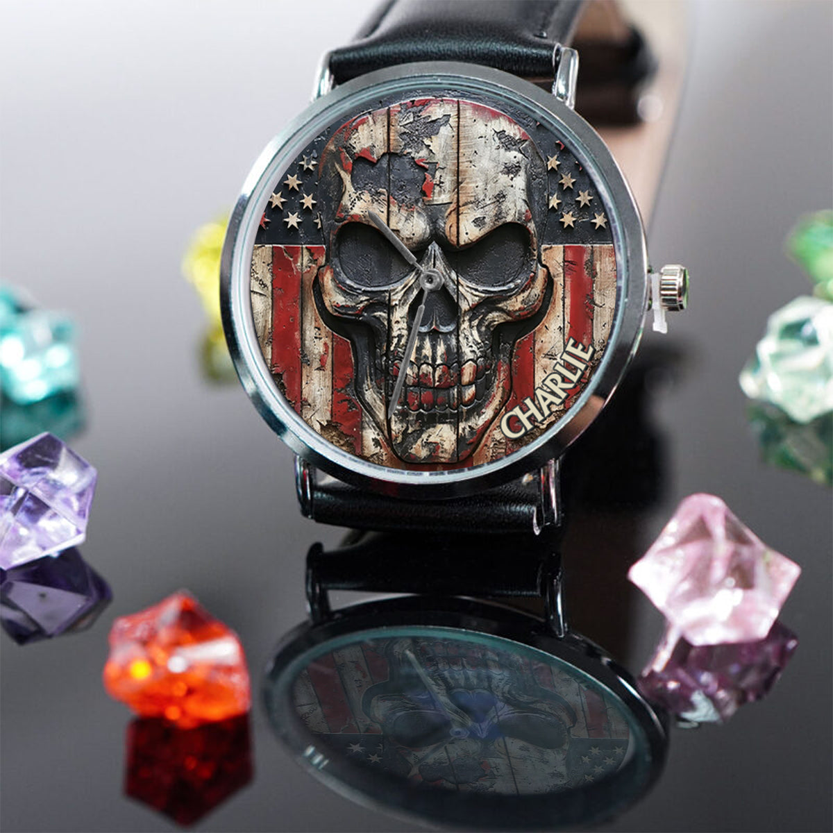 Patriotic Skull - Personalized Skull Hand Watch