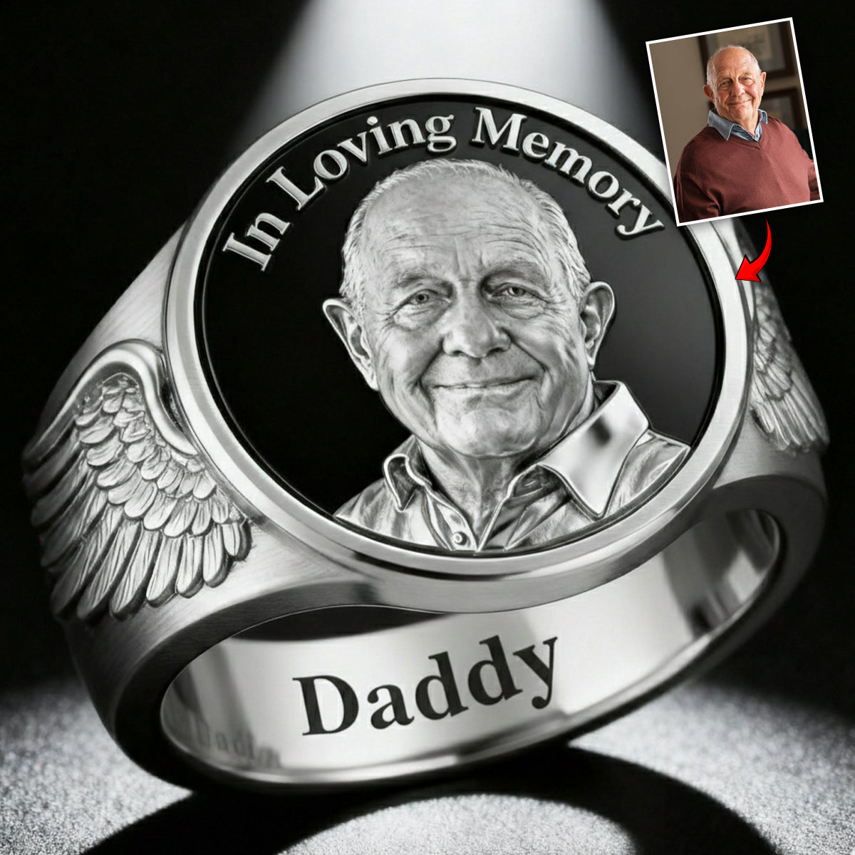 En souvenir de - Bague chevalière commémorative personnalisée