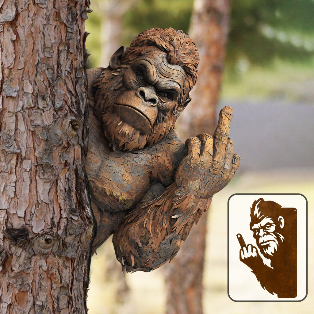 Sasquatch amusant - Panneau métallique personnalisé découpé pour la randonnée