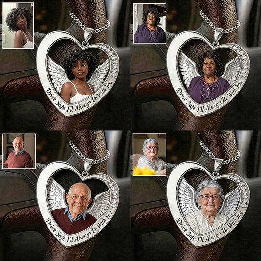 Custom From Any Photo, Car Interior Decoration, Steering Wheel Rosary Charm - Personalized Memorial Bracelet With Charms