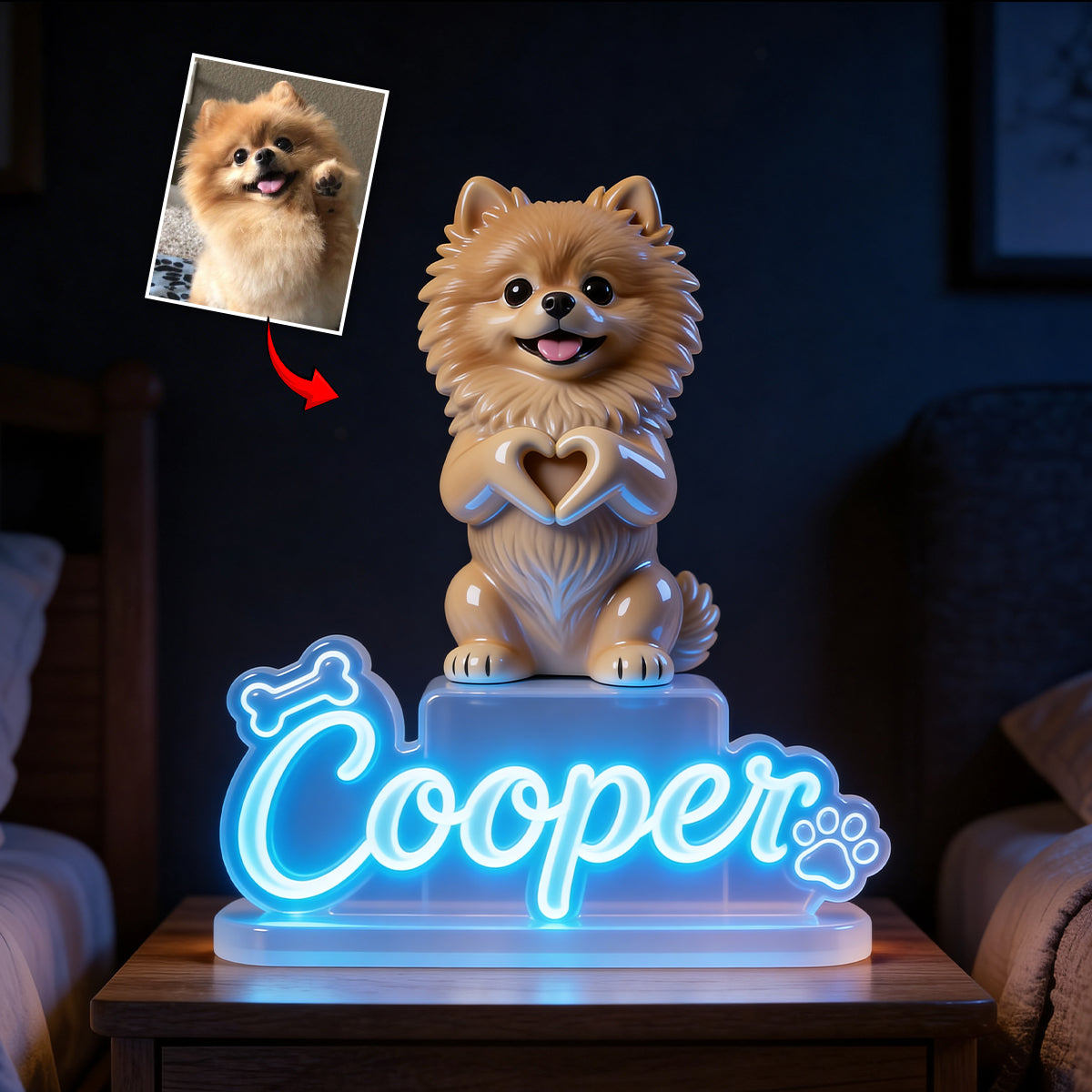 Photo de n'importe quel animal personnalisée - Lampe de nuit LED acrylique