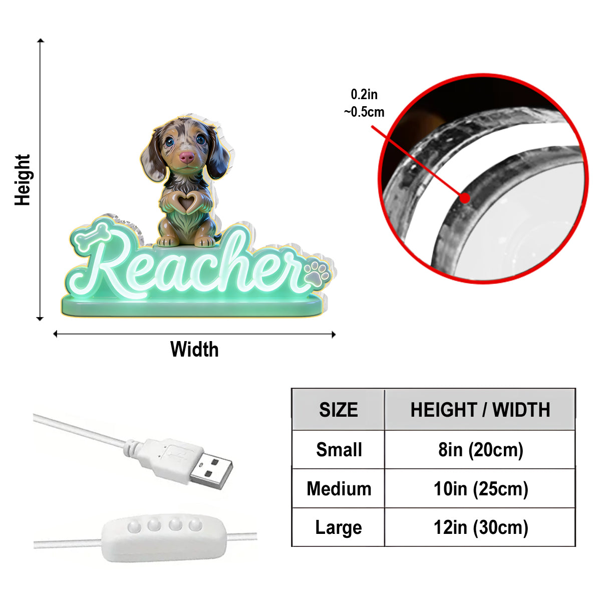Photo de n'importe quel animal personnalisée - Lampe de nuit LED acrylique