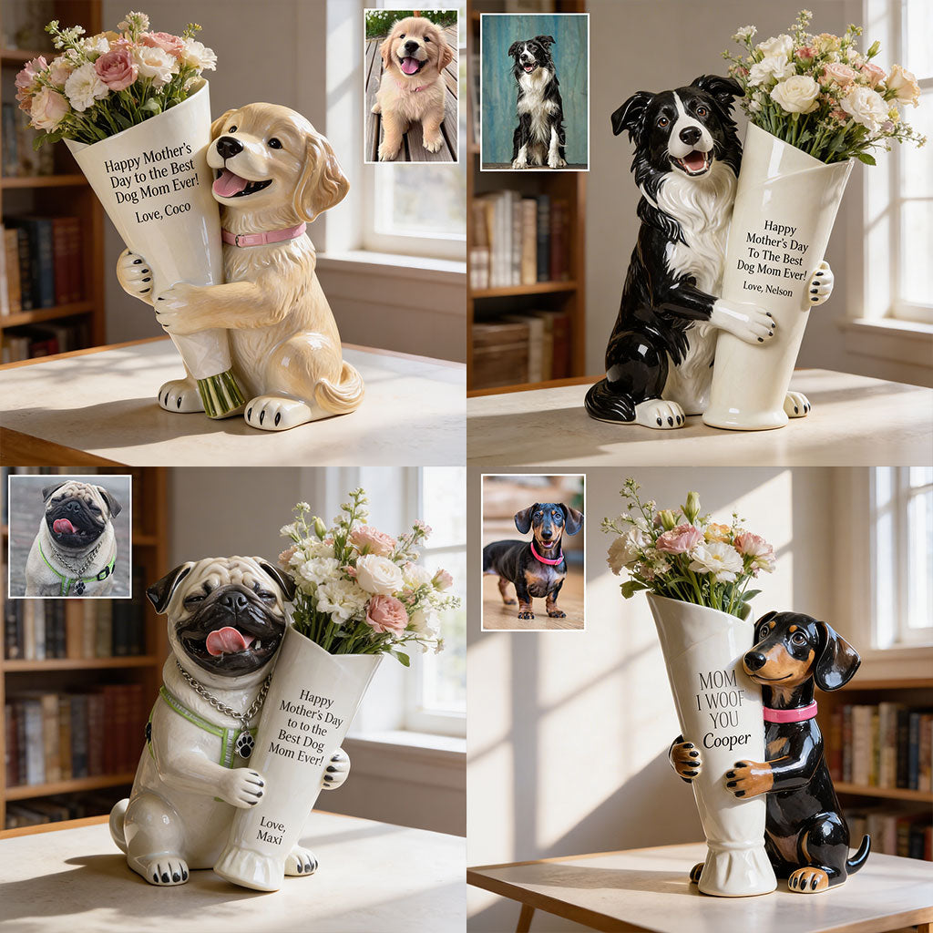 Vase à Fleurs - Cadeau Parfait Pour Maman Chien - Vase en Acrylique Personnalisé