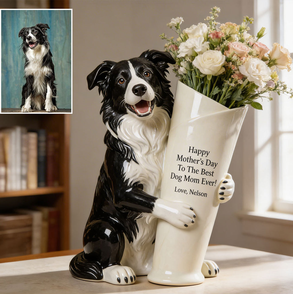 Vase à Fleurs - Cadeau Parfait Pour Maman Chien - Vase en Acrylique Personnalisé