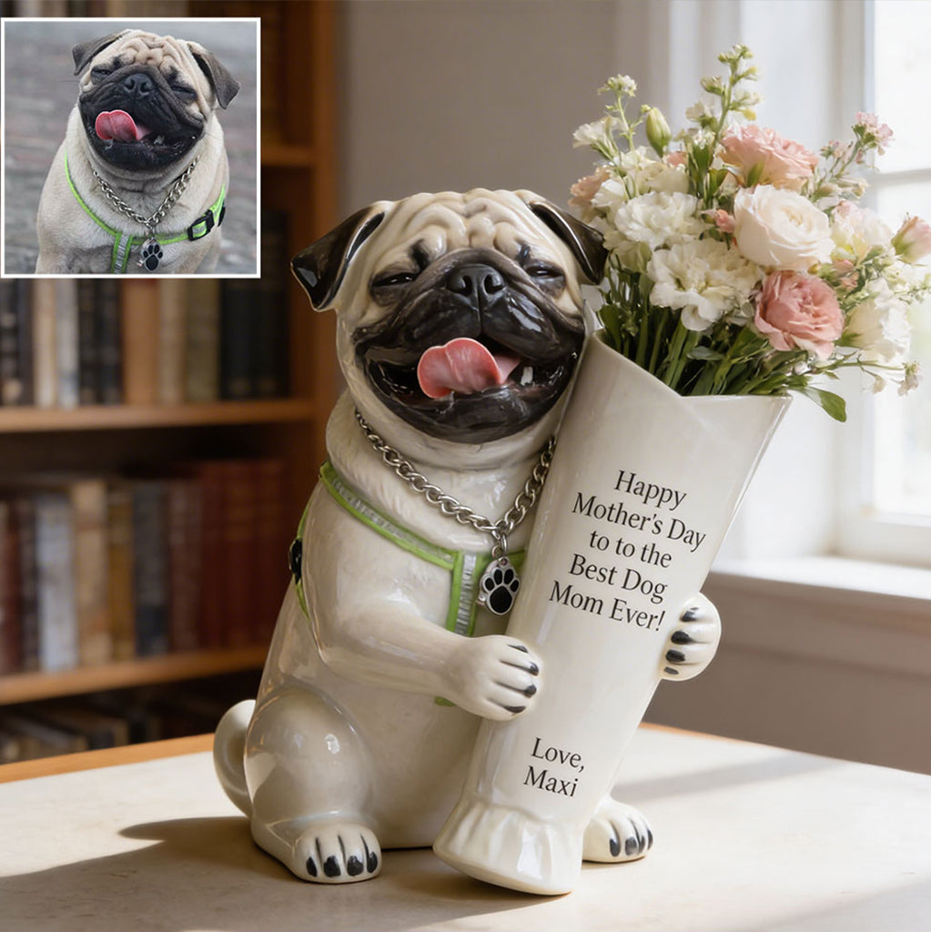 Vase à Fleurs - Cadeau Parfait Pour Maman Chien - Vase en Acrylique Personnalisé