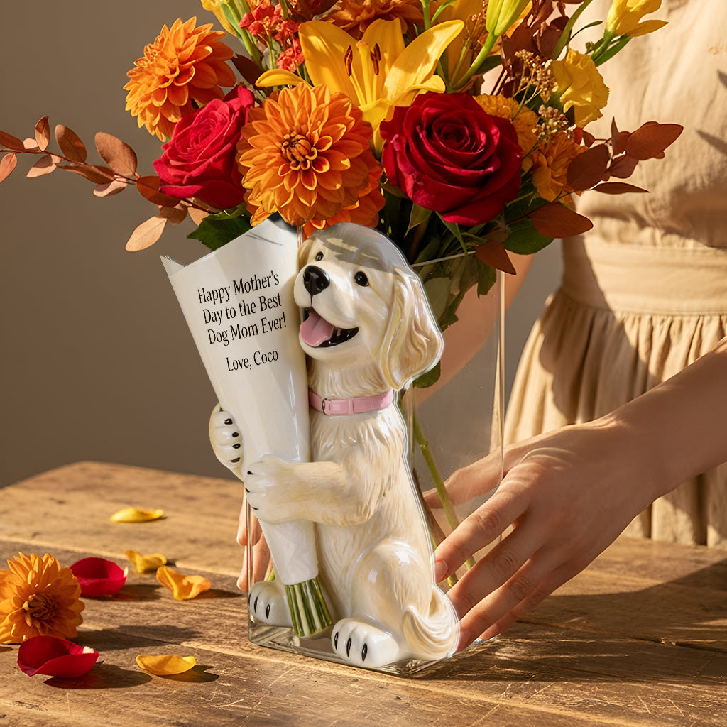 Vase à Fleurs - Cadeau Parfait Pour Maman Chien - Vase en Acrylique Personnalisé