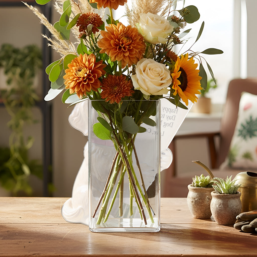 Vase à Fleurs - Cadeau Parfait Pour Maman Chien - Vase en Acrylique Personnalisé