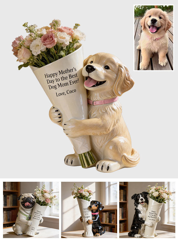 Vase à Fleurs - Cadeau Parfait Pour Maman Chien - Vase en Acrylique Personnalisé