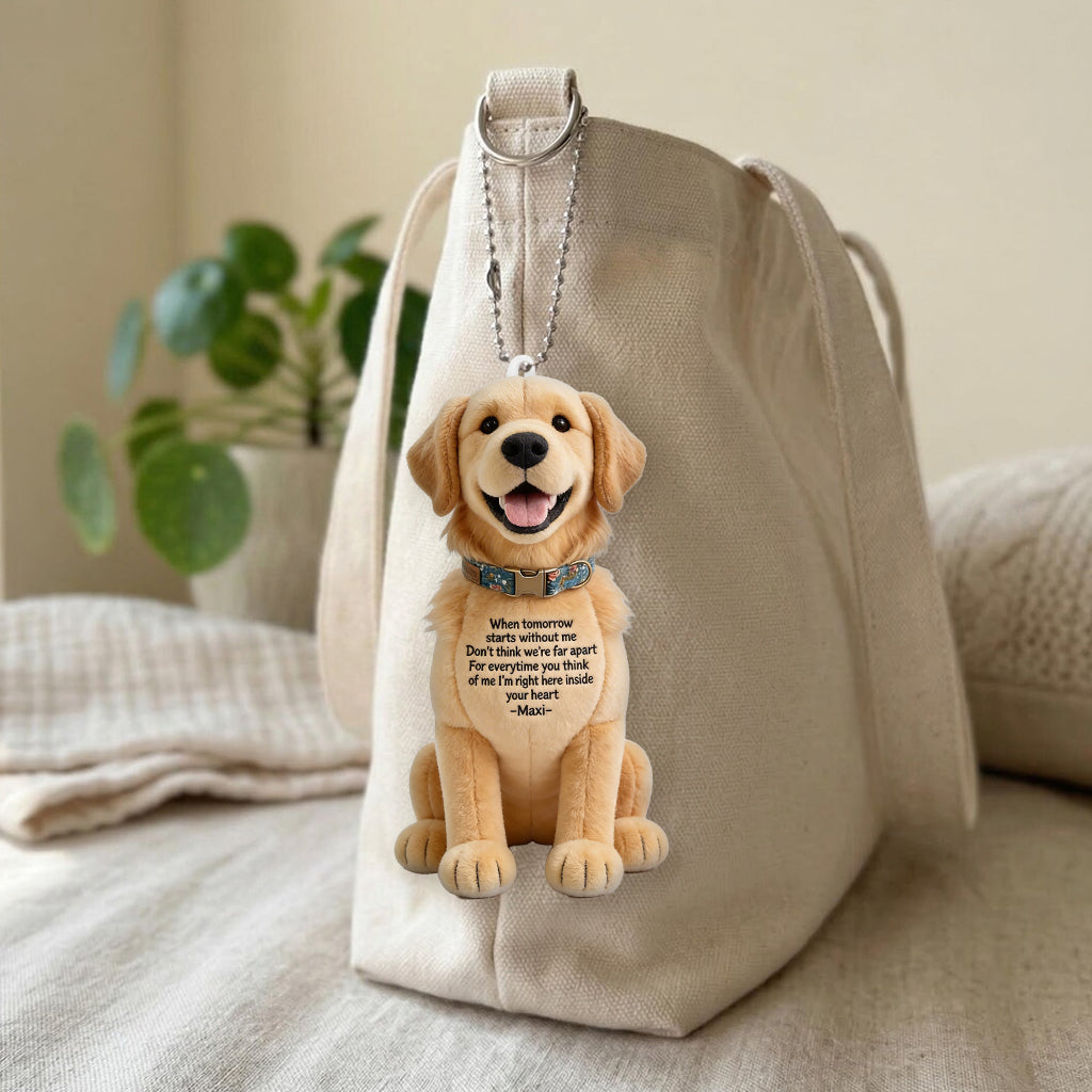 Je suis toujours avec vous - Porte-clés en peluche personnalisé pour chien