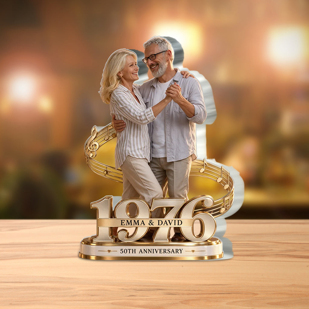 Cadeau Couple Personnalisé, Figurine Romantique d'Anniversaire pour Mari et Femme avec Noms et Date, Cadeau Petit Ami Petite Amie - Plaque Acrylique Personnalisée