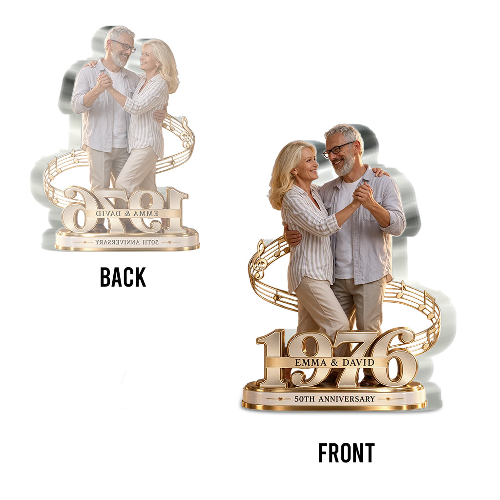 Cadeau Couple Personnalisé, Figurine Romantique d'Anniversaire pour Mari et Femme avec Noms et Date, Cadeau Petit Ami Petite Amie - Plaque Acrylique Personnalisée