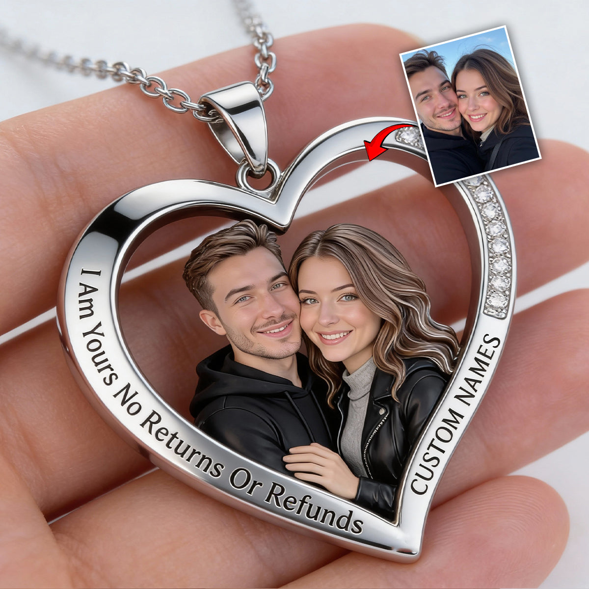 Collier pendentif en métal personnalisé à partir de n'importe quelle photo - Collier pendentif en métal en forme de couple
