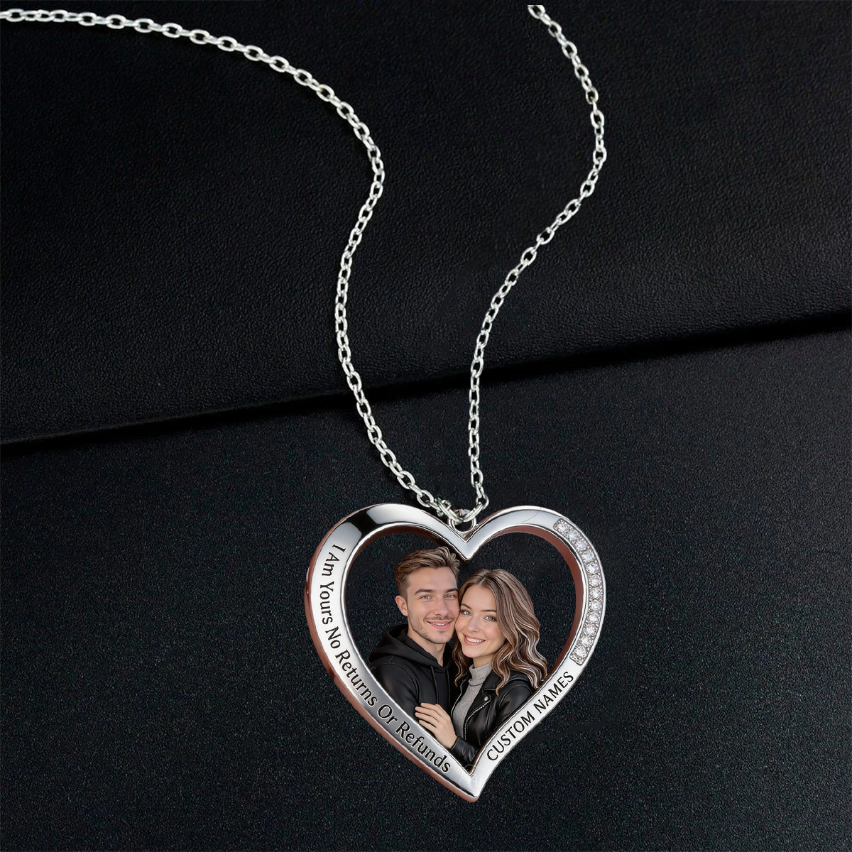 Collier pendentif en métal personnalisé à partir de n'importe quelle photo - Collier pendentif en métal en forme de couple