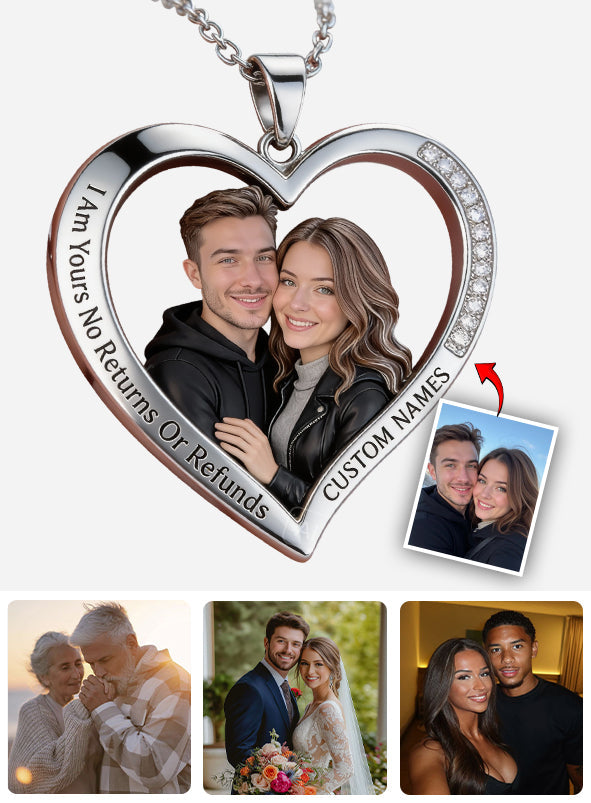 Collier pendentif en métal personnalisé à partir de n'importe quelle photo - Collier pendentif en métal en forme de couple