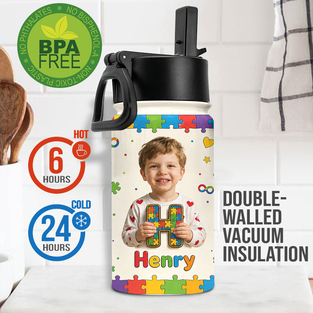 It's OK To Be Different - Personalized Autism Awareness Kids Water Bottle