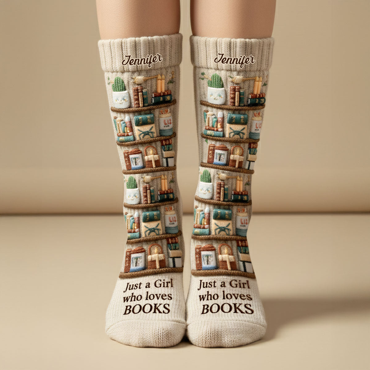 J'adore lire - Chaussettes personnalisées en forme de livre