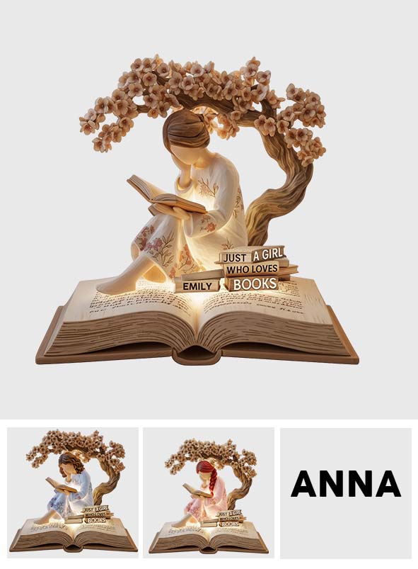 Une fille qui aime les livres - Plaque acrylique personnalisée en forme de livre