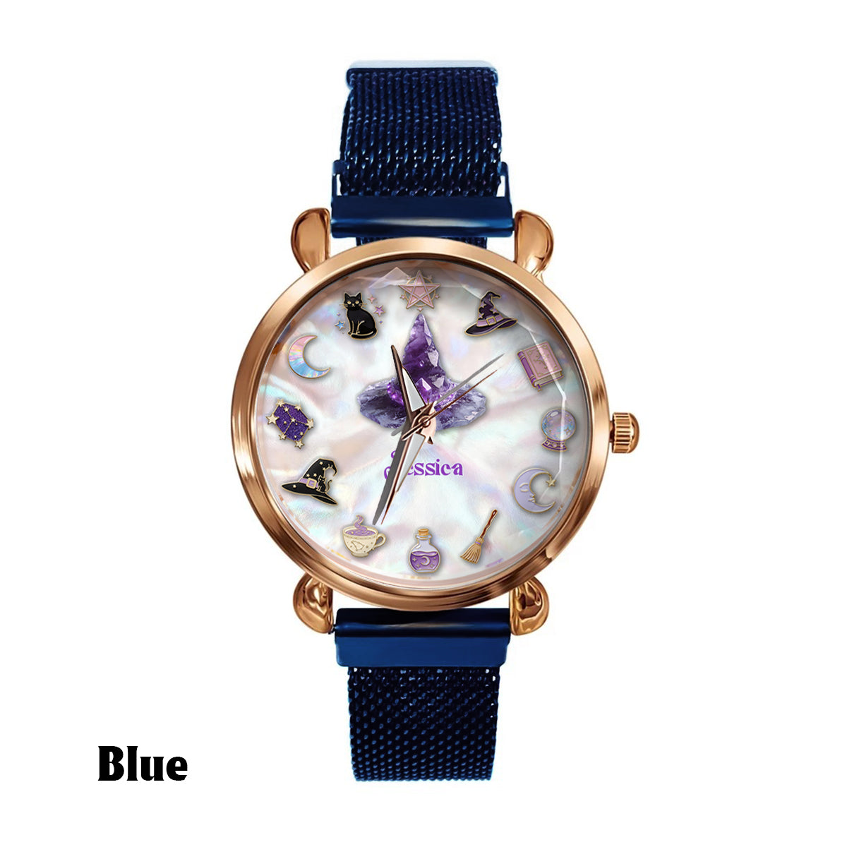 Montre-bracelet personnalisée Sparkle Witch pour femme sorcière