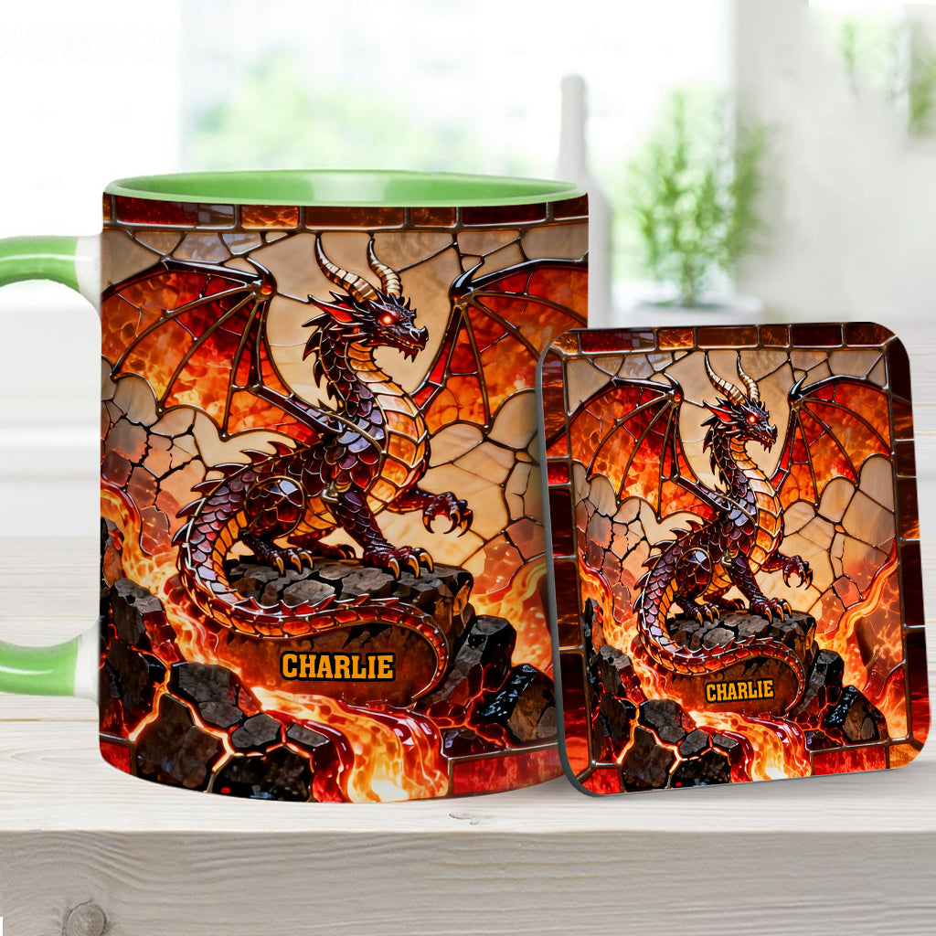 Fire Dragon - Personalized Dragon Accent Mug & Coaster
