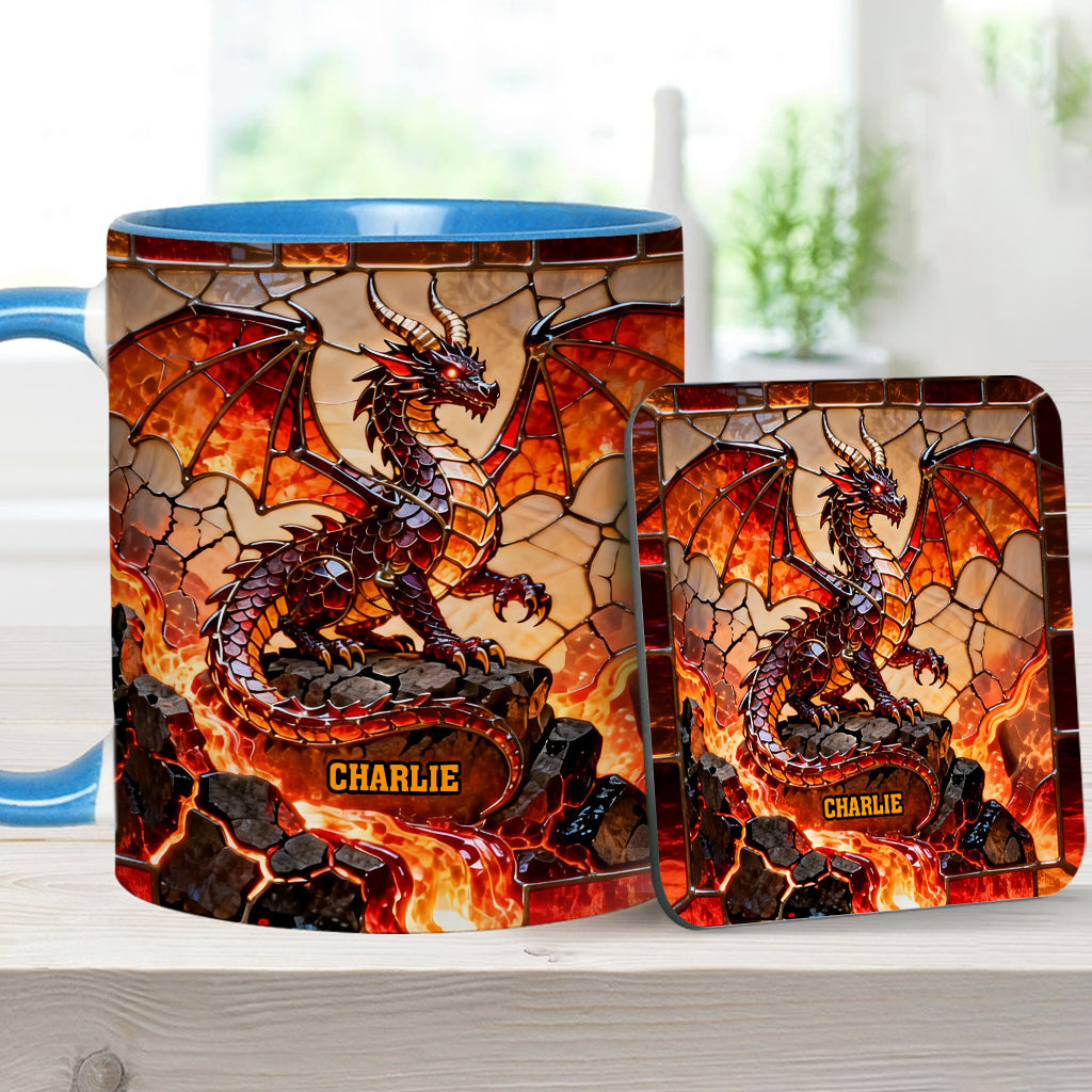 Fire Dragon - Personalized Dragon Accent Mug & Coaster