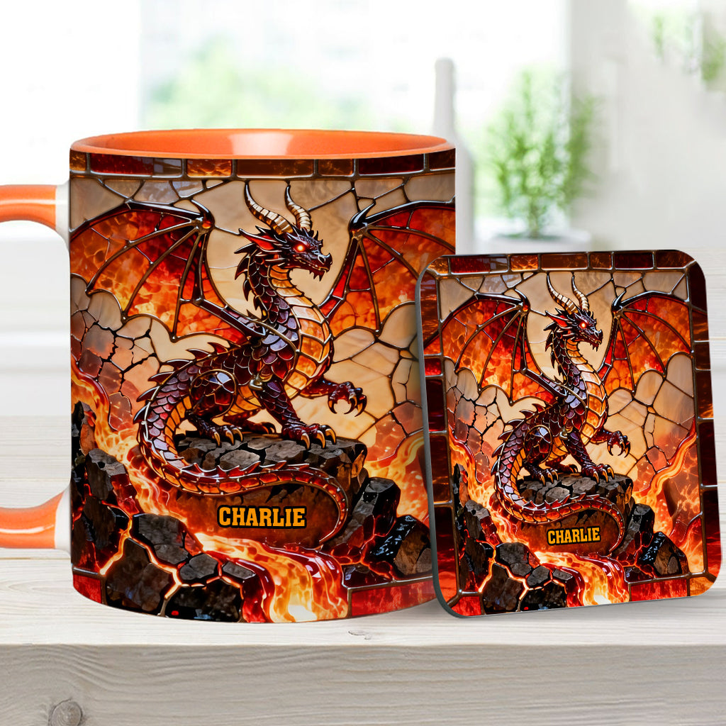Fire Dragon - Personalized Dragon Accent Mug & Coaster