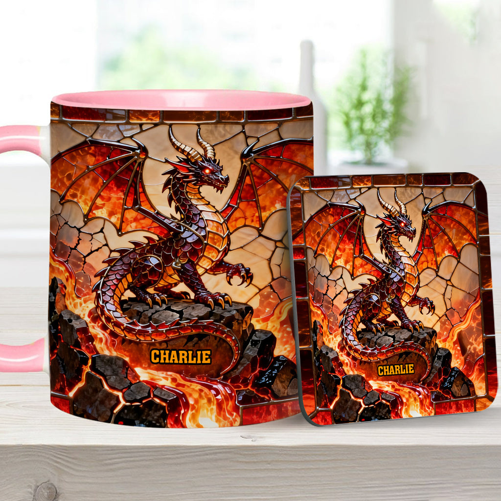 Fire Dragon - Personalized Dragon Accent Mug & Coaster