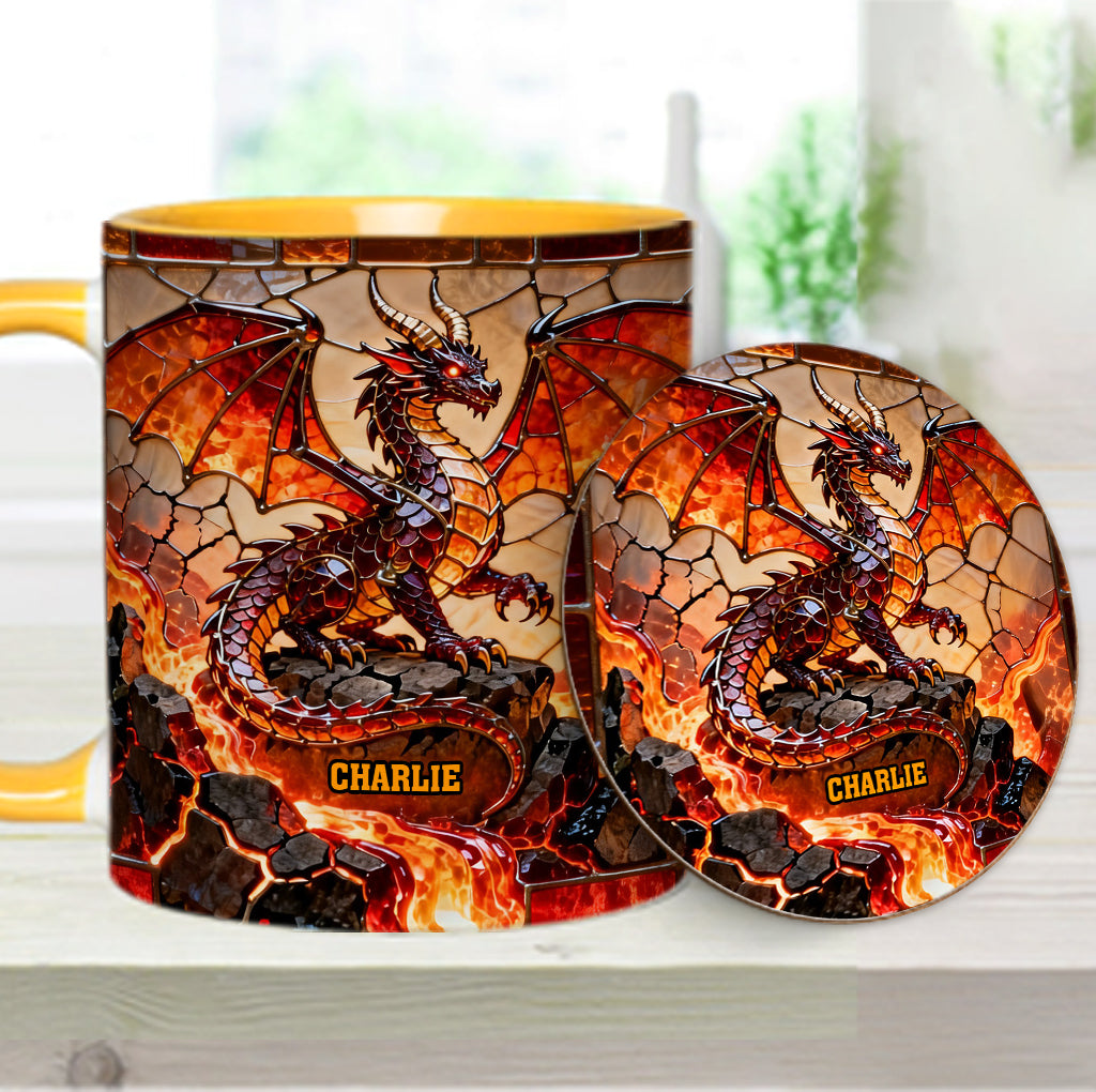 Fire Dragon - Personalized Dragon Accent Mug & Coaster