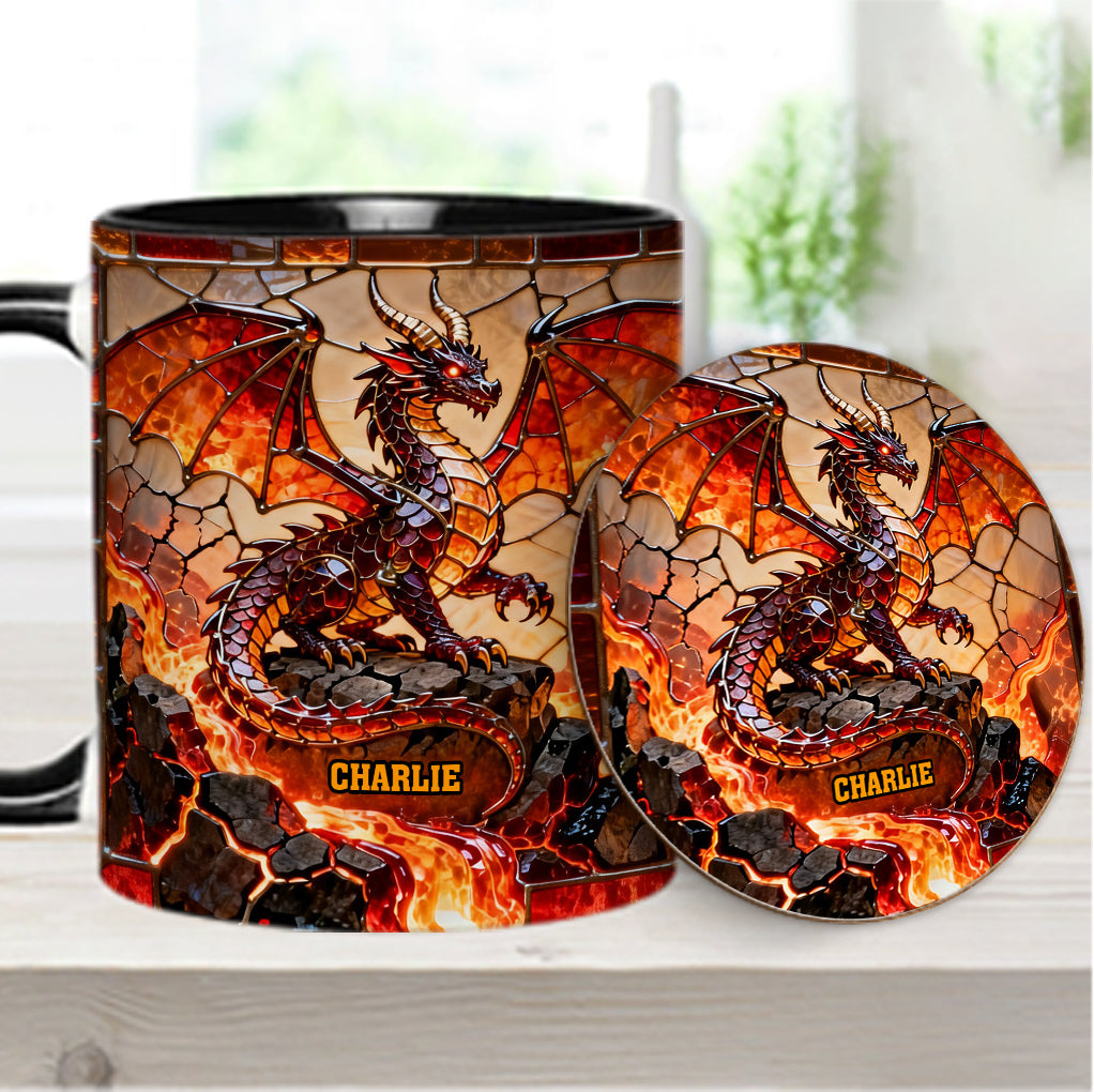 Fire Dragon - Personalized Dragon Accent Mug & Coaster