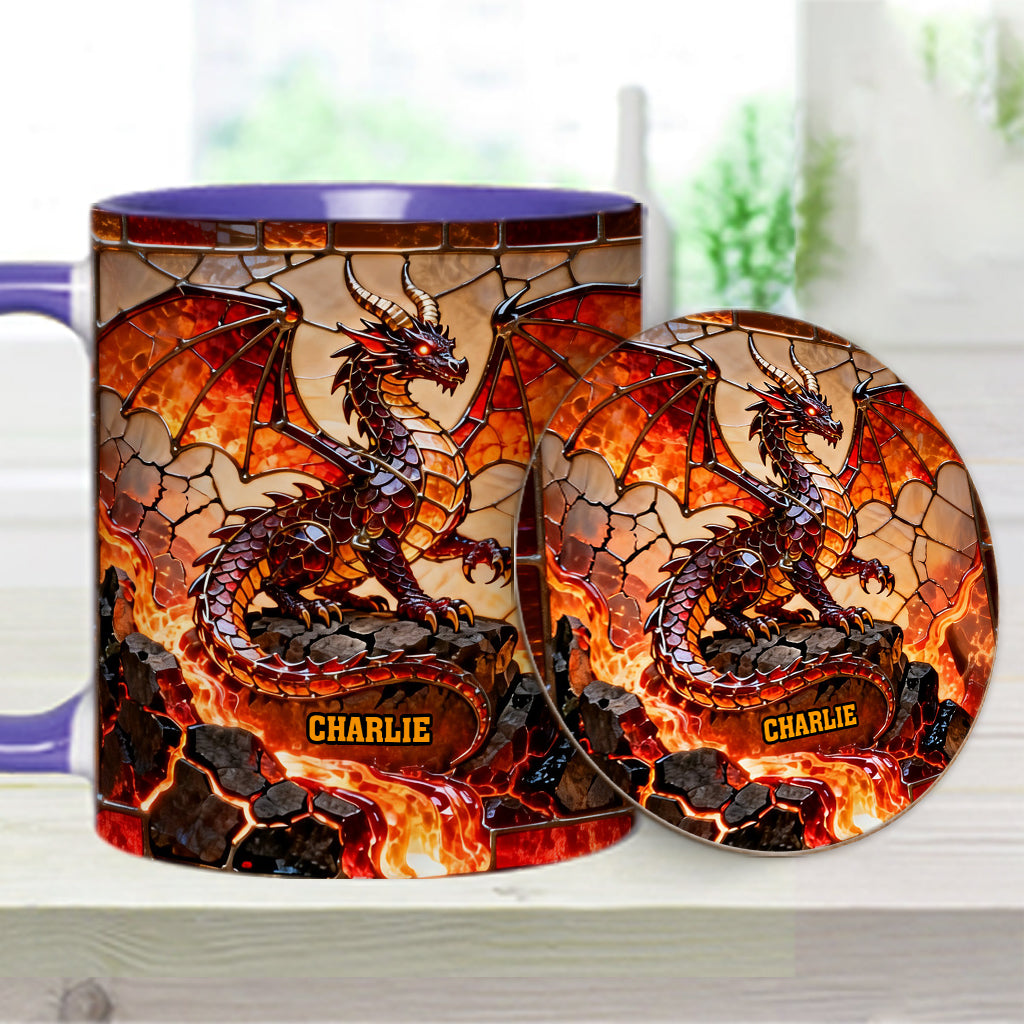Fire Dragon - Personalized Dragon Accent Mug & Coaster