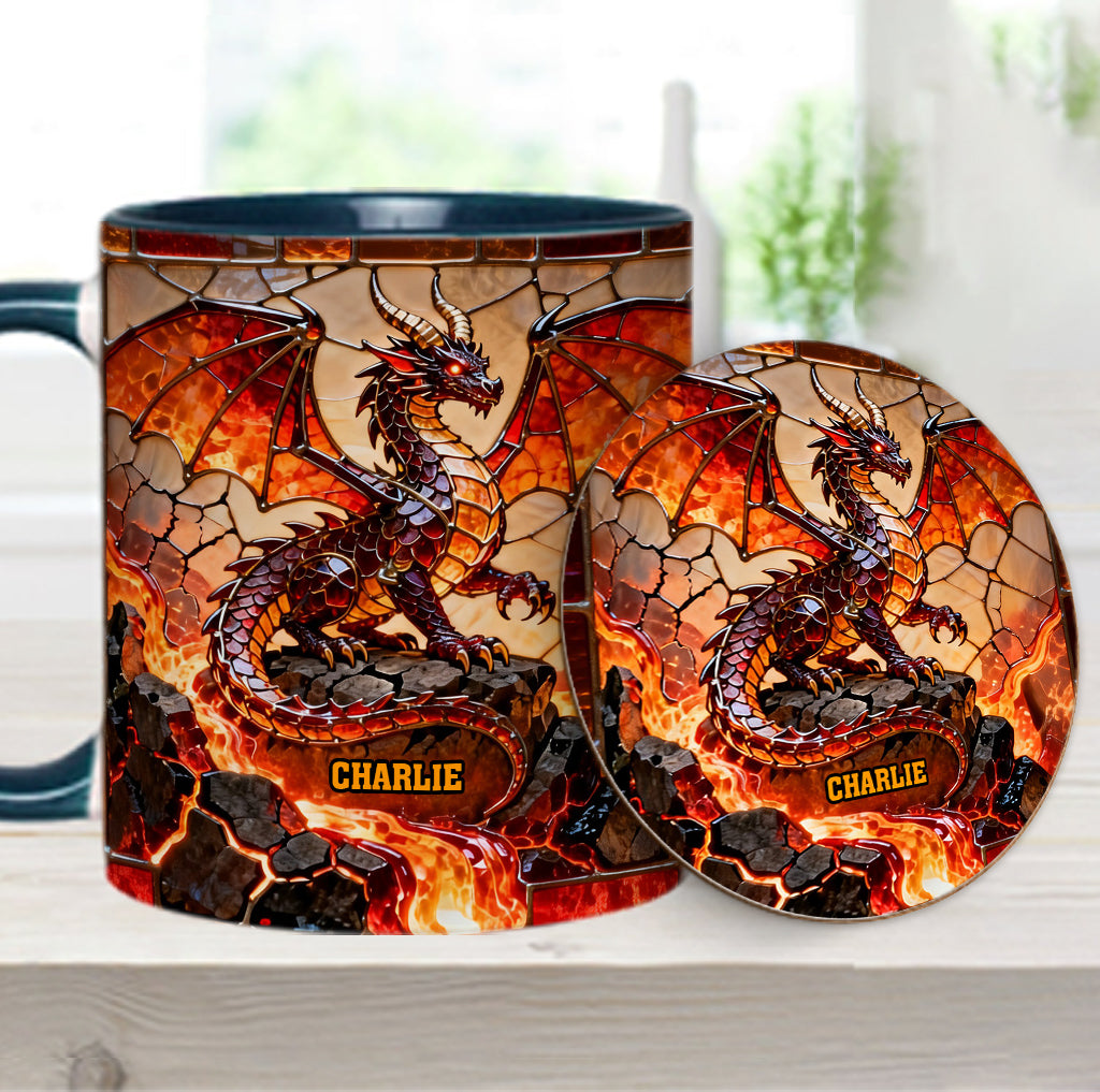 Fire Dragon - Personalized Dragon Accent Mug & Coaster