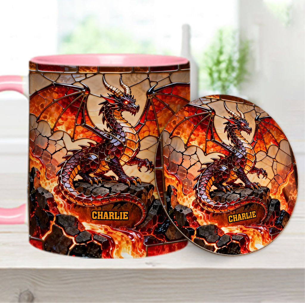 Fire Dragon - Personalized Dragon Accent Mug & Coaster