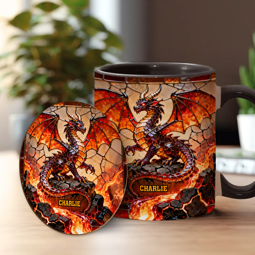 Fire Dragon - Personalized Dragon Accent Mug & Coaster