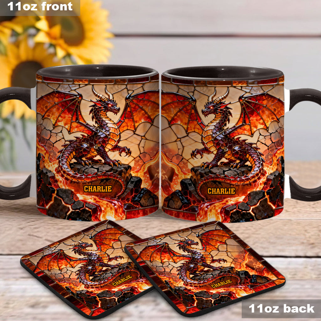 Fire Dragon - Personalized Dragon Accent Mug & Coaster