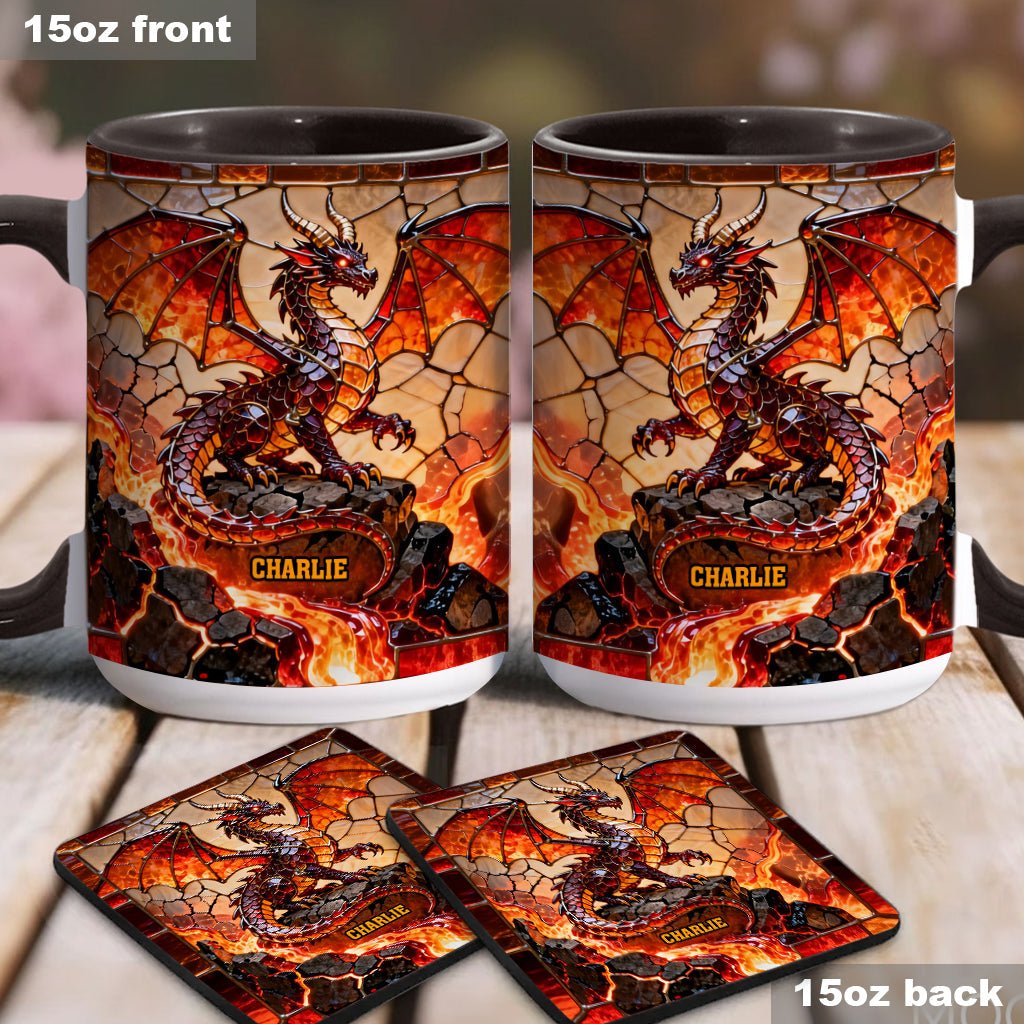 Fire Dragon - Personalized Dragon Accent Mug & Coaster