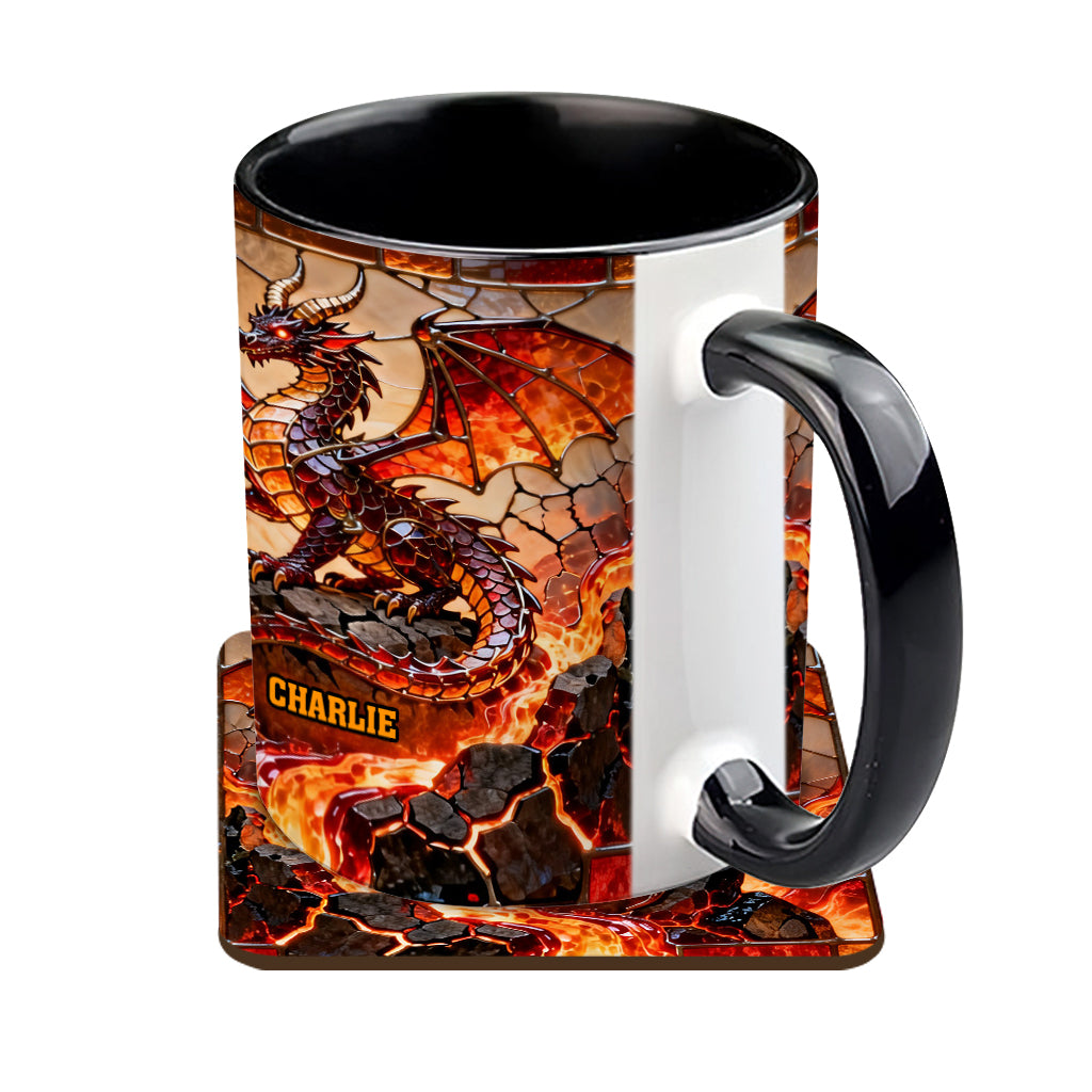 Fire Dragon - Personalized Dragon Accent Mug & Coaster