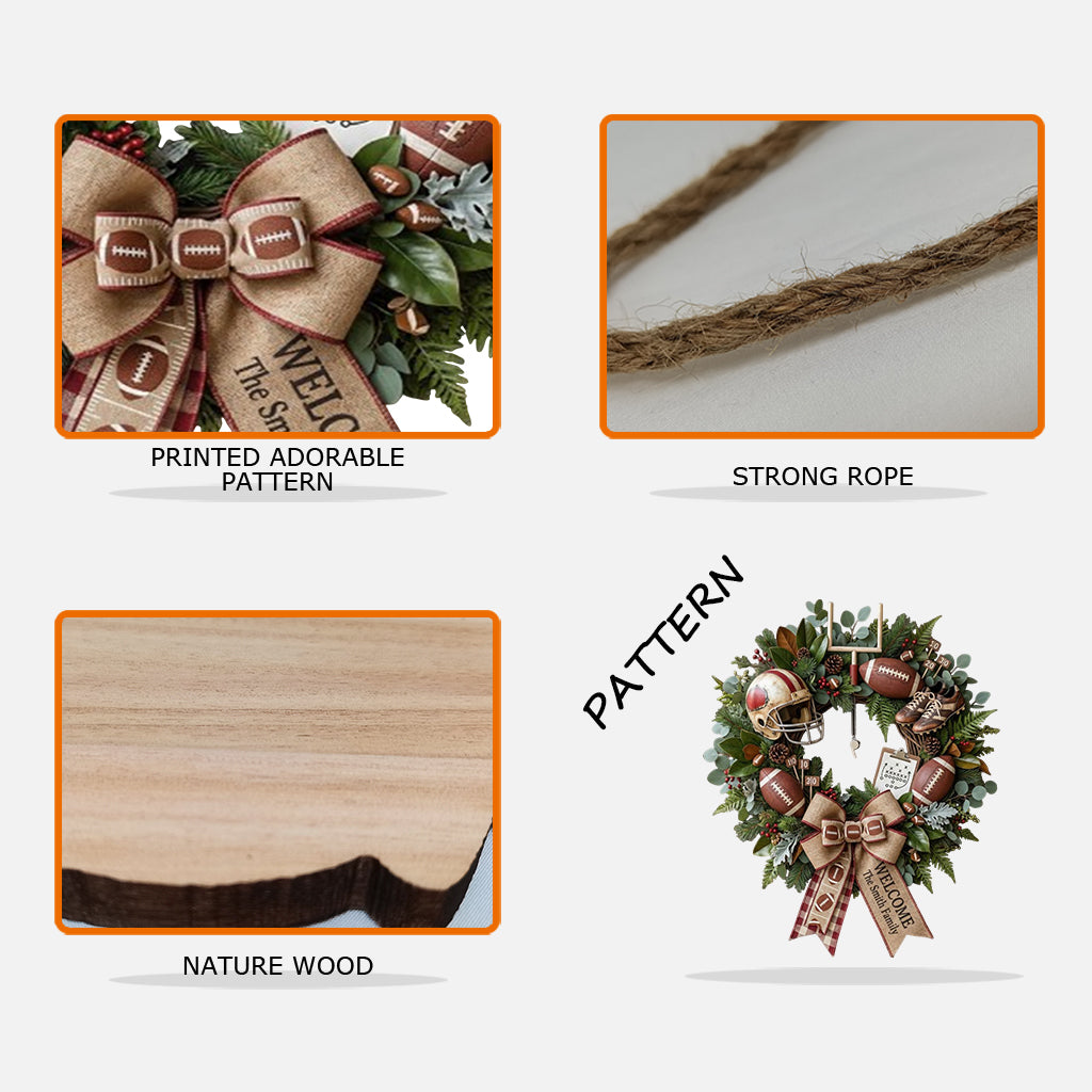 Touch Down, Welcome To Our Home - Personalized Football Custom Shaped Wood Sign