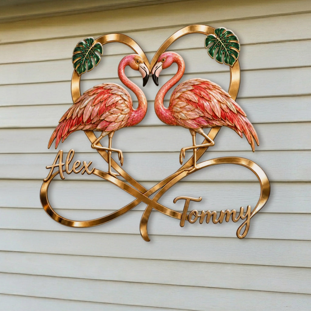 You & Me We Got This - Personalized Flamingo 3D Printed Cut Metal Sign