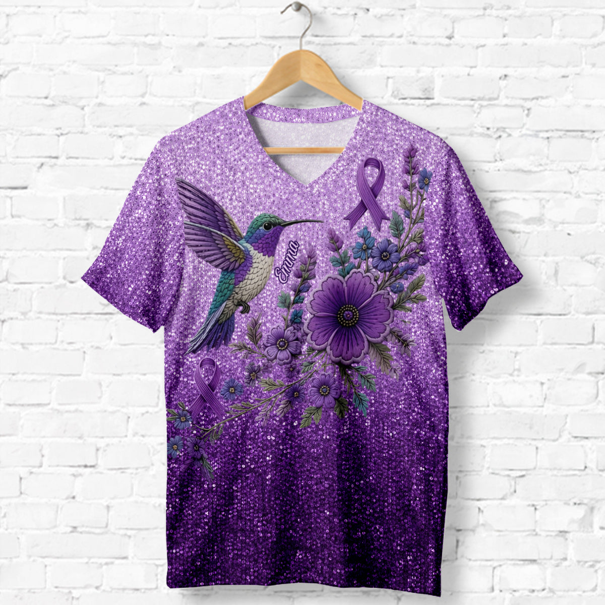 Alzheimer’s Awareness Month - Personalized Alzheimer Awareness Fully Printed V-Neck T-Shirt