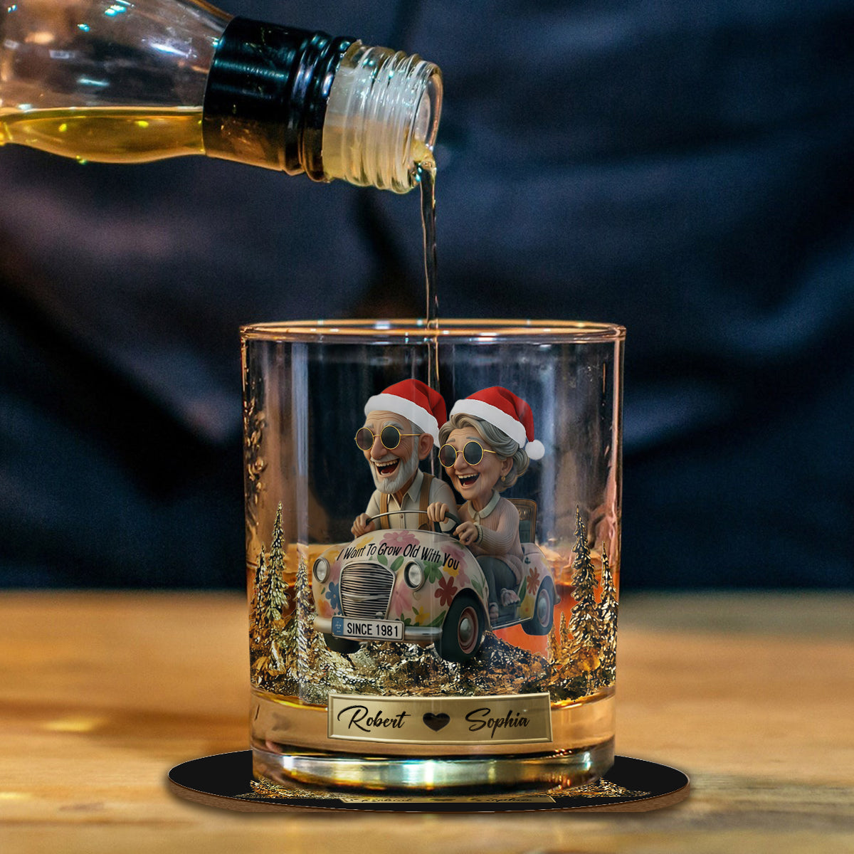 Je veux vieillir avec toi - Coffret de carafes à whisky personnalisées pour couples