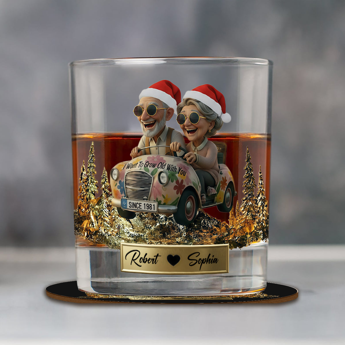 Je veux vieillir avec toi - Coffret de carafes à whisky personnalisées pour couples