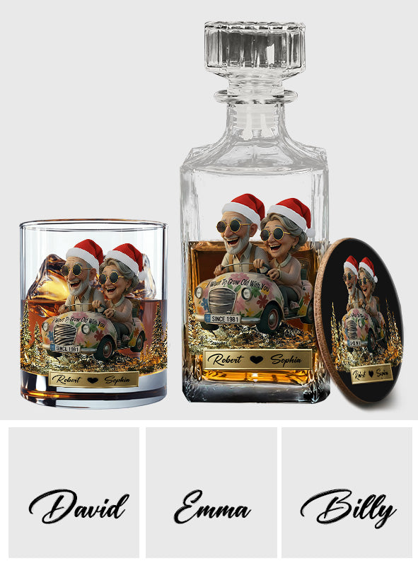 Je veux vieillir avec toi - Coffret de carafes à whisky personnalisées pour couples