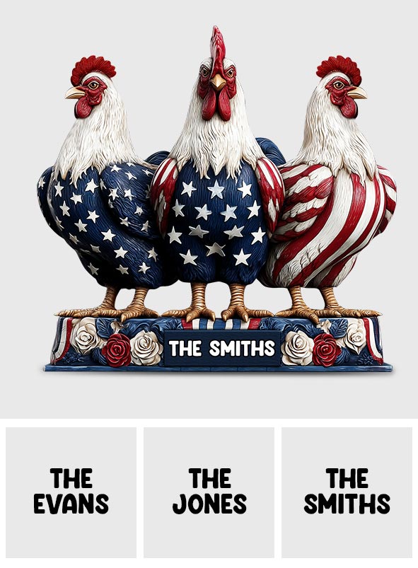 Poulet patriotique - Plaque acrylique personnalisée en forme de poulet