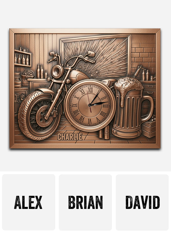 Décoration de garage - Horloge murale lumineuse LED personnalisée pour motards