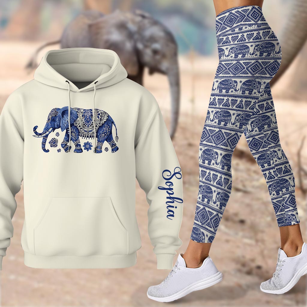 Éléphant bohème - Sweat à capuche et legging personnalisés avec éléphant