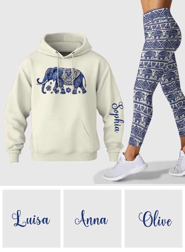 Éléphant bohème - Sweat à capuche et legging personnalisés avec éléphant