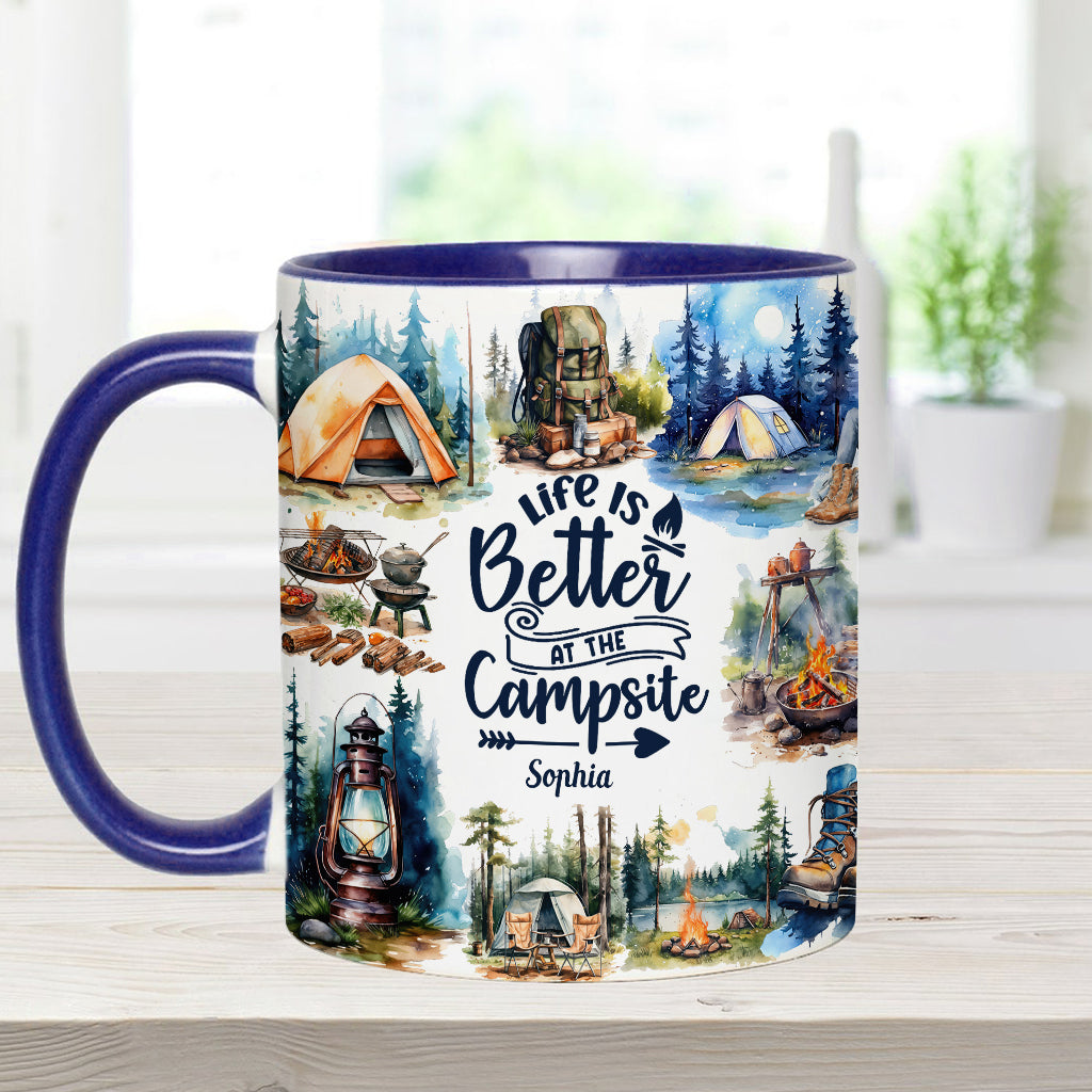 Life Is Better At The Campsite - Personalized Camping Accent Mug