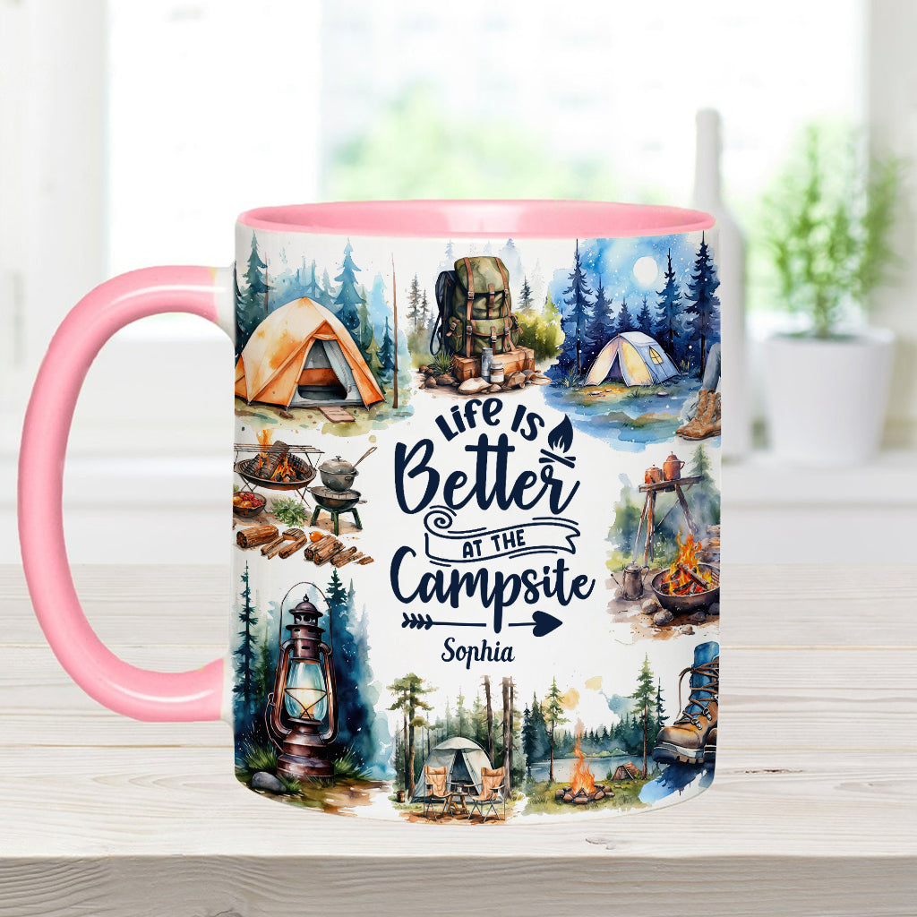 Life Is Better At The Campsite - Personalized Camping Accent Mug