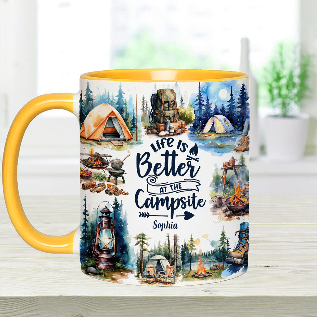 Life Is Better At The Campsite - Personalized Camping Accent Mug
