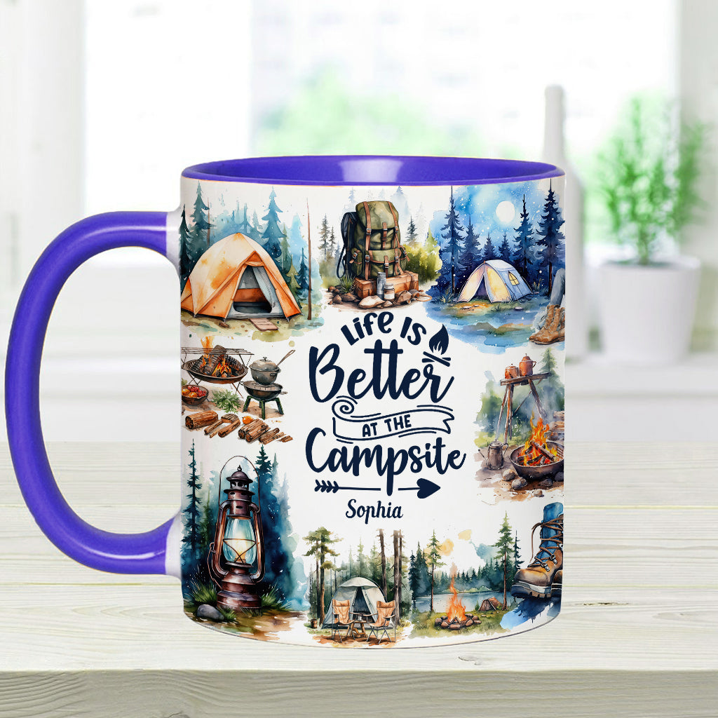 Life Is Better At The Campsite - Personalized Camping Accent Mug