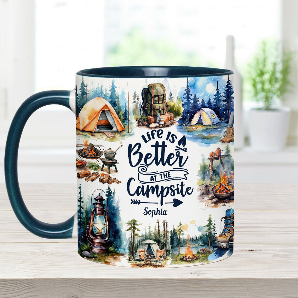 Life Is Better At The Campsite - Personalized Camping Accent Mug